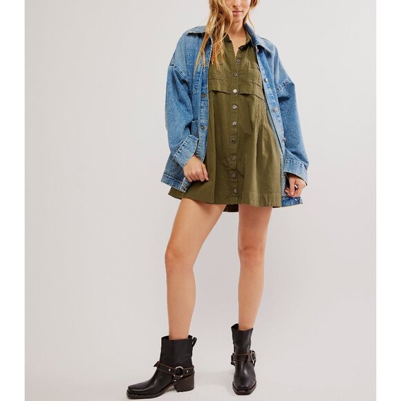 Free People Olive Green Mini Dress - Picture 5 of 8